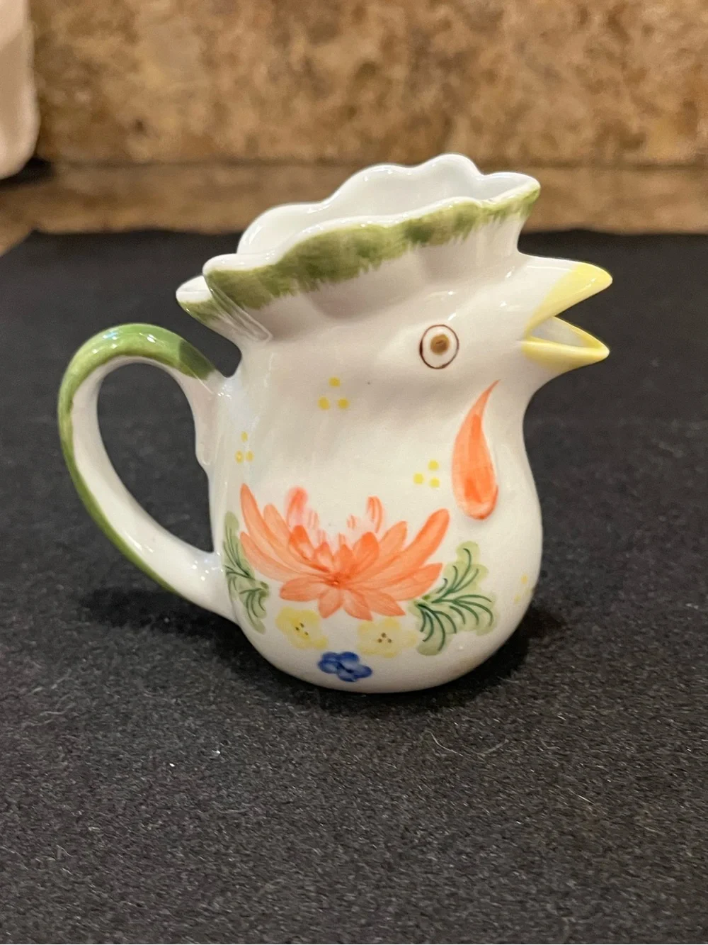 Hand-Painted Floral Porcelain Mini Rooster Creamer - Vase by Andrea by Sadek